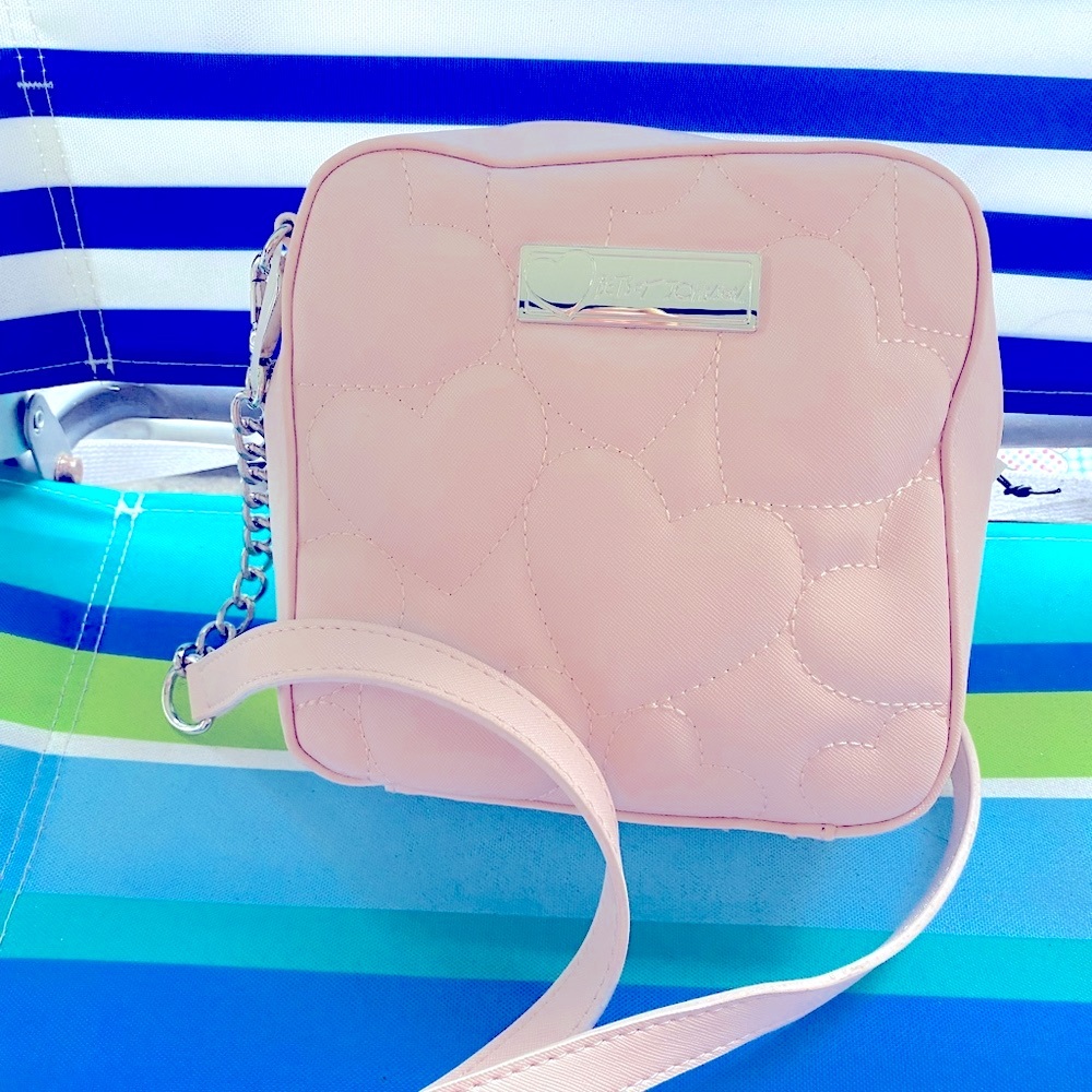Betsey Johnson Easter pink heart cushion crossbody purse bag handbag